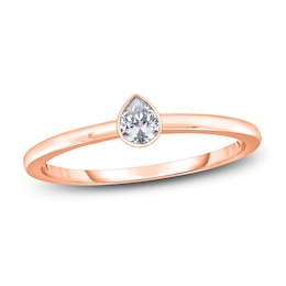 Diamond Solitaire Engagement Ring 1/4 ct tw Bezel-Set Pear-cut 14K Rose Gold (I2/I)