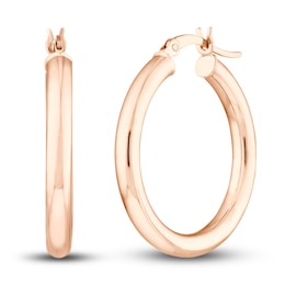 Polished Hoop Earrings 14K Rose Gold 25mm