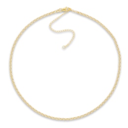 Hollow Rolo Chain Choker Necklace 14K Yellow Gold 13&quot; Adj.