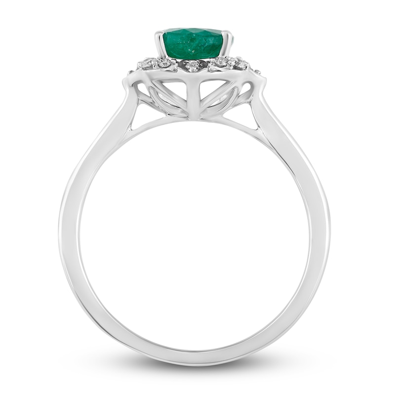 Natural Emerald Engagement Ring 1/10 ct tw Diamonds 14K White Gold | Jared