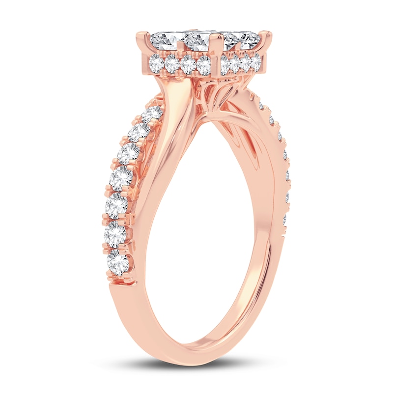 Diamond Engagement Ring 1-1/4 ct tw Princess/Round 14K Rose Gold