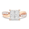 Thumbnail Image 2 of Diamond Engagement Ring 1-1/4 ct tw Princess/Round 14K Rose Gold