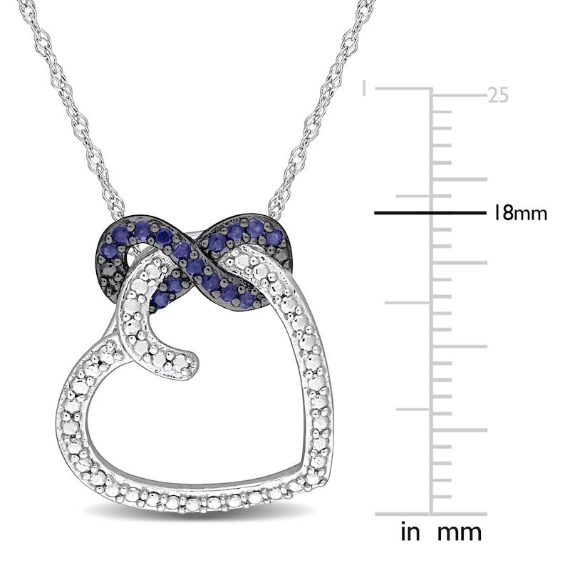 Main Image 3 of Natural Blue Sapphire Heart Necklace 10K White Gold 17&quot;