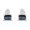 Thumbnail Image 1 of Natural Blue Sapphire Stud Earrings 1/8 ct tw Diamonds 14K White Gold