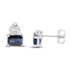 Thumbnail Image 2 of Natural Blue Sapphire Stud Earrings 1/8 ct tw Diamonds 14K White Gold