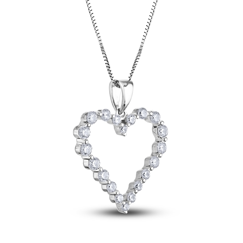 Diamond Heart Pendant Necklace 1/4 ct tw Round 14K White Gold 18"