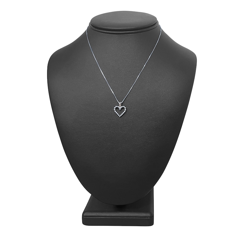 Diamond Heart Pendant Necklace 1/4 ct tw Round 14K White Gold 18"