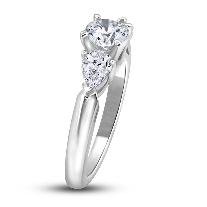 Diamond 3-Stone Engagement Ring 1 ct tw Round/Pear 14K White Gold