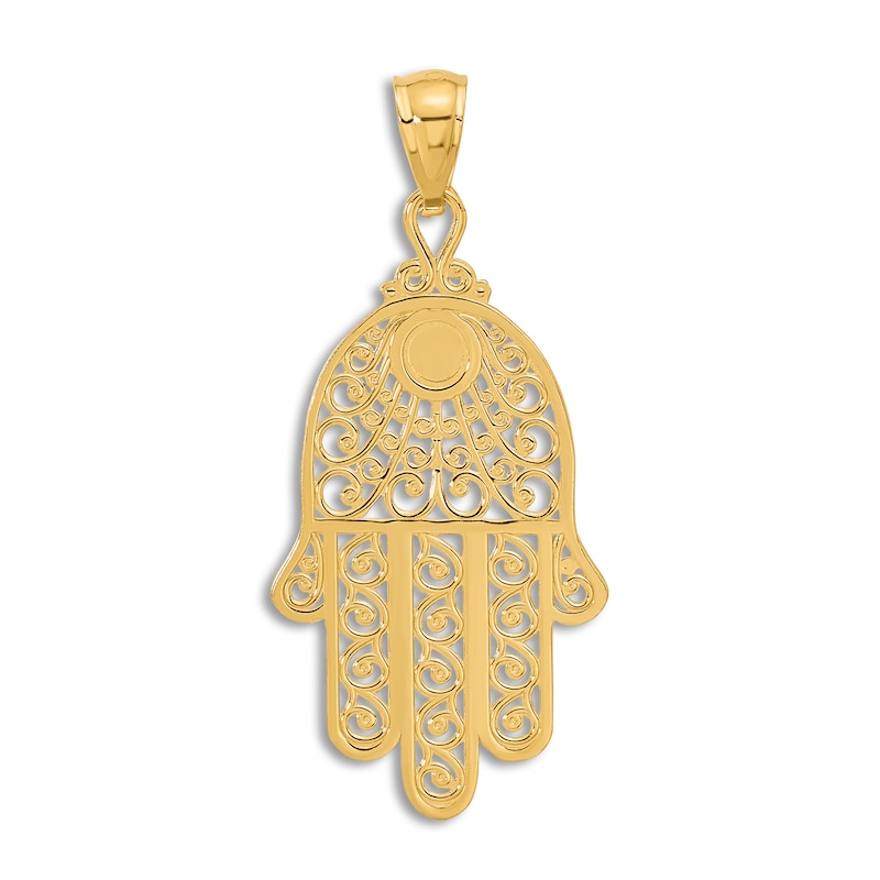 Diamond-Cut Hamsa Charm 14K Yellow Gold