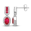 Thumbnail Image 1 of Natural Ruby Dangle Earrings 1/3 ct tw Diamonds 14K White Gold