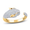 Thumbnail Image 1 of Diamond Panther Cuff Ring  1/2 ct tw Round 14K Yellow Gold