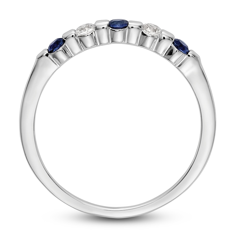 Main Image 2 of Natural Blue Sapphire Stackable Ring 1/10 ct tw Round 14K White Gold