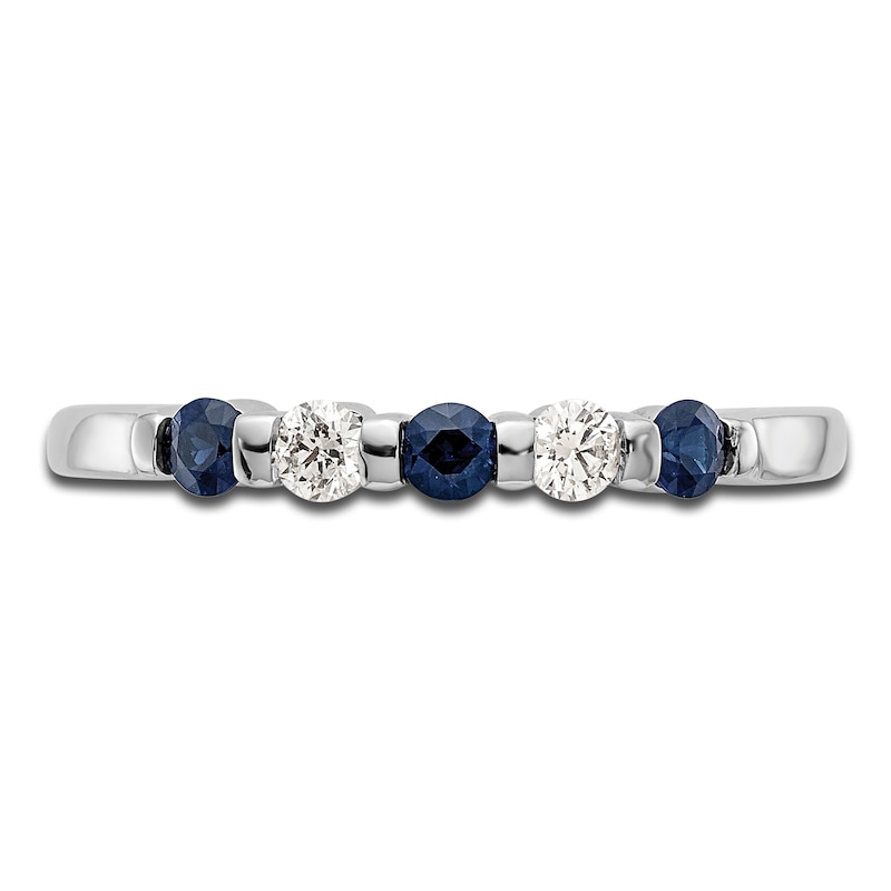 Main Image 3 of Natural Blue Sapphire Stackable Ring 1/10 ct tw Round 14K White Gold