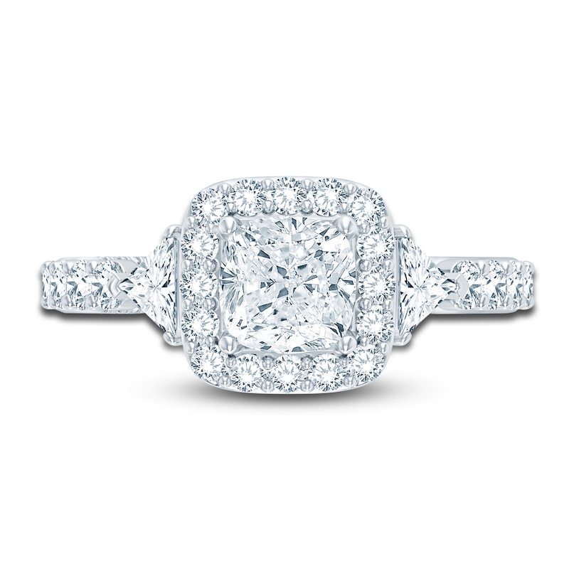 Main Image 3 of Pnina Tornai Lab-Created Diamond Engagement Ring 2-7/8 ct tw Cushion/Trillion/ Round 14K White Gold