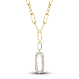 Shy Creation Diamond Paperclip Necklace 7/8 ct tw Round 14K Yellow Gold 18&quot; SC22007995