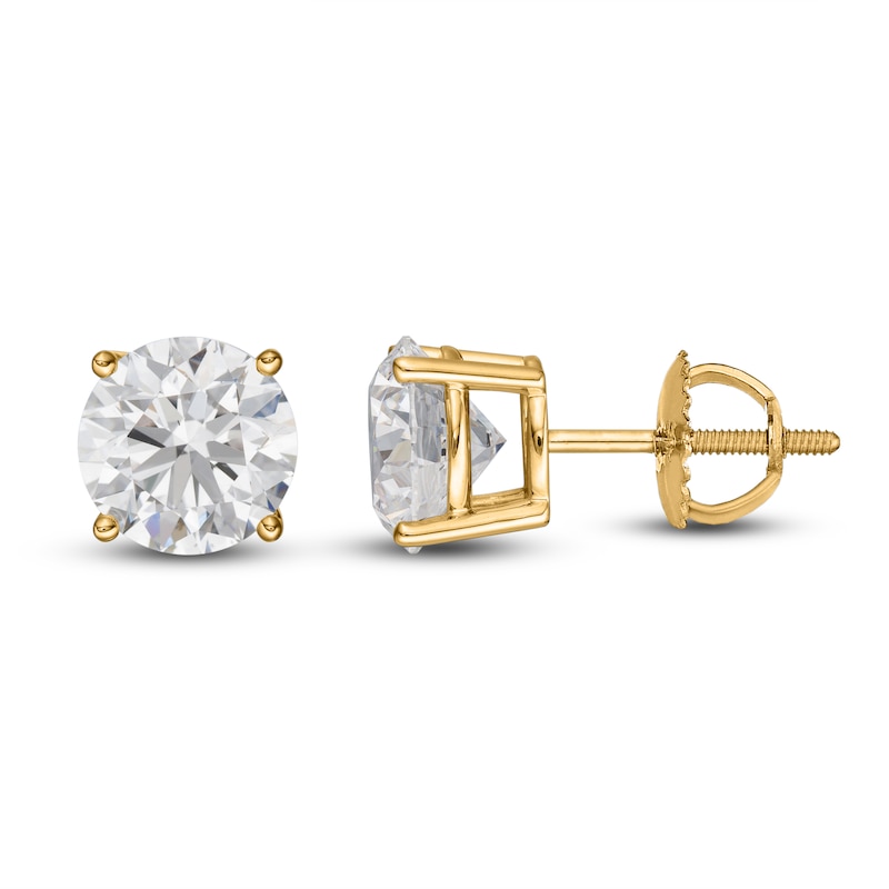 Main Image 2 of Lab-Created Diamond Stud Earrings 3 ct tw Round 14K Yellow Gold (SI2/F)