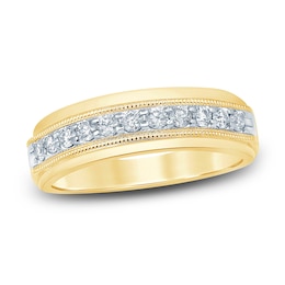 Men's Diamond Anniversary Band 1/2 ct tw Round 14K Yellow Gold