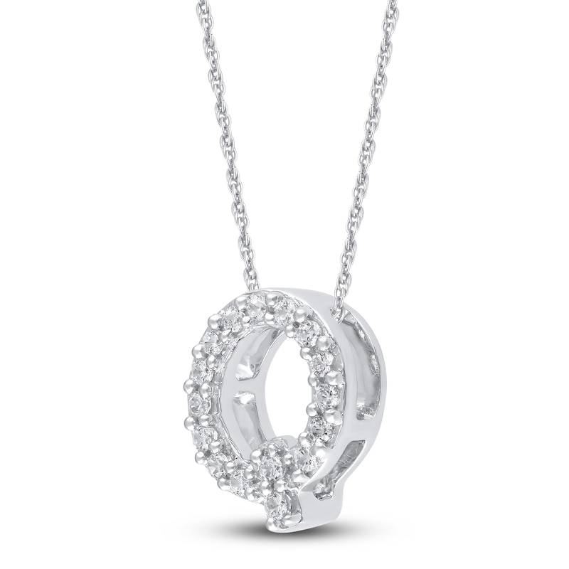 Main Image 2 of Diamond Letter Q Necklace 1/20 ct tw Round 14K White Gold 18&quot;