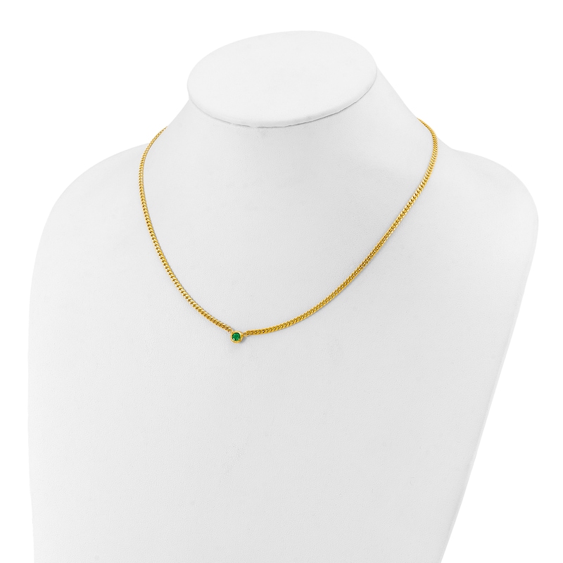 Main Image 3 of Natural Emerald Curb Necklace 14K Yellow Gold 18&quot;