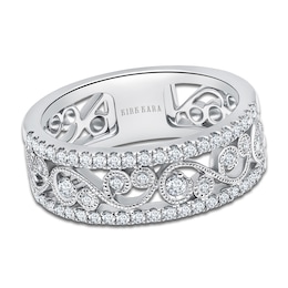 Kirk Kara Round Diamond 1/2 ct tw Wide Lace Wedding Band 14K White Gold