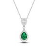 Thumbnail Image 0 of Pear-Shaped Natural Emerald & Diamond Drop Necklace 1/4 ct tw 14K White Gold 18"