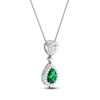 Thumbnail Image 1 of Pear-Shaped Natural Emerald & Diamond Drop Necklace 1/4 ct tw 14K White Gold 18"