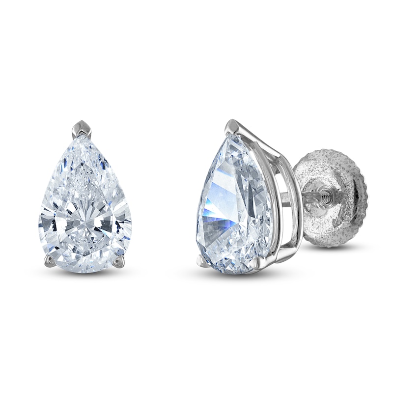 Pear-Shaped Lab-Created Diamond Solitaire Stud Earrings 1/2 ct tw 14K White Gold (F/SI2)