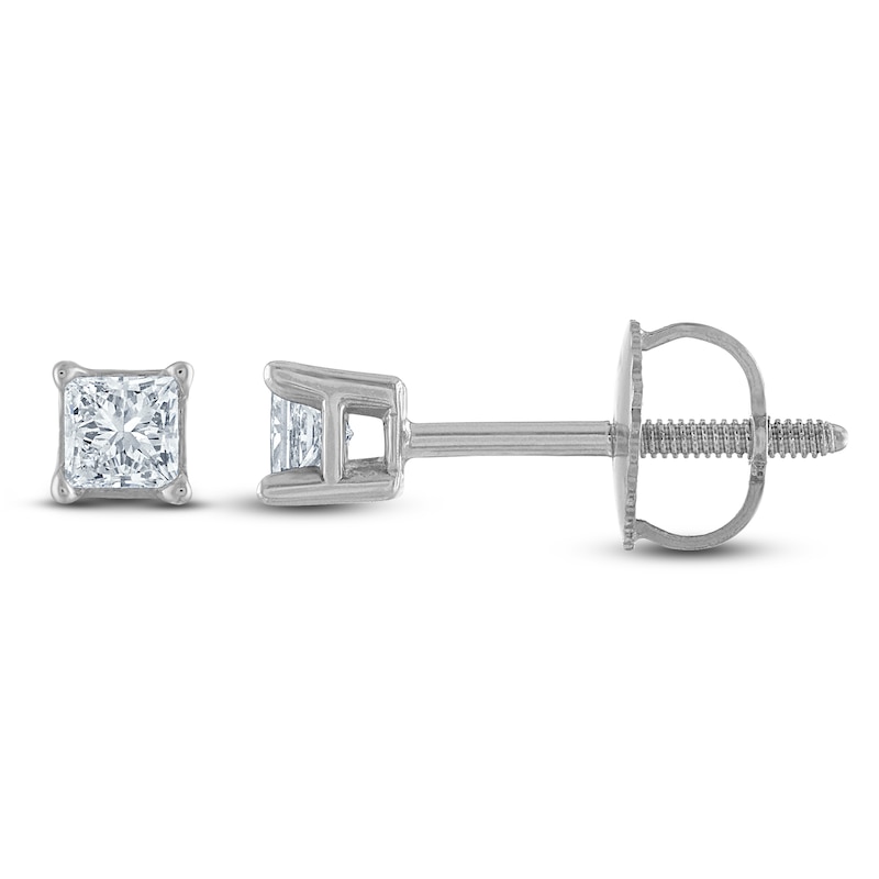 Certified Princess-Cut Diamond Solitaire Stud Earrings 1/10 ct tw 14K White Gold (I/I1)