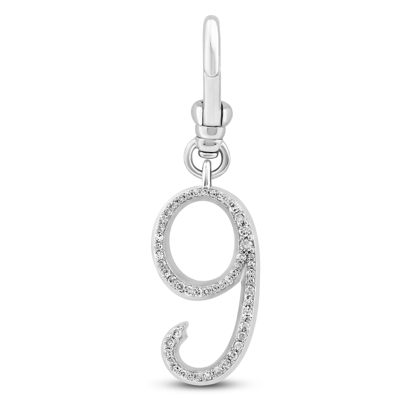 Main Image 1 of Charm'd by Lulu Frost Pavé Diamond Number 9 Charm 1/8 ct tw 10K White Gold