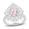 Thumbnail Image 0 of Pear-Shaped Pink & Multi-Shape White Lab-Created Diamond Fashion Ring 4-1/2 ct tw 14K White Gold