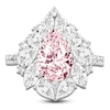 Thumbnail Image 2 of Pear-Shaped Pink & Multi-Shape White Lab-Created Diamond Fashion Ring 4-1/2 ct tw 14K White Gold