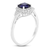 Thumbnail Image 2 of Cushion-Cut Blue Lab-Created Sapphire & Diamond Ring 1/6 ct tw 10K White Gold