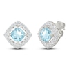 Thumbnail Image 2 of Cushion-Cut Natural Aquamarine & White Lab-Created Sapphire Halo Stud Earrings Sterling Silver