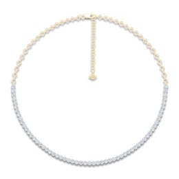 Diamond Tennis & Open Link Necklace 3-1/2 ct tw 14K Two-Tone Gold 16&quot;