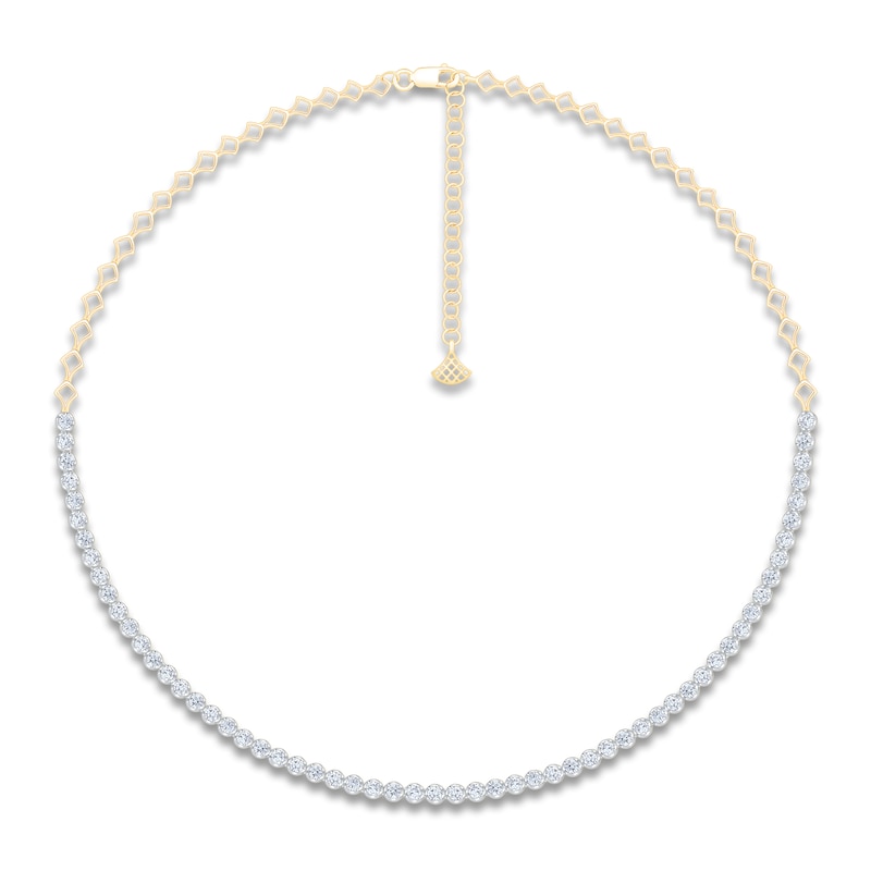 Diamond Tennis & Open Link Necklace 3-1/2 ct tw 14K Two-Tone Gold 16"