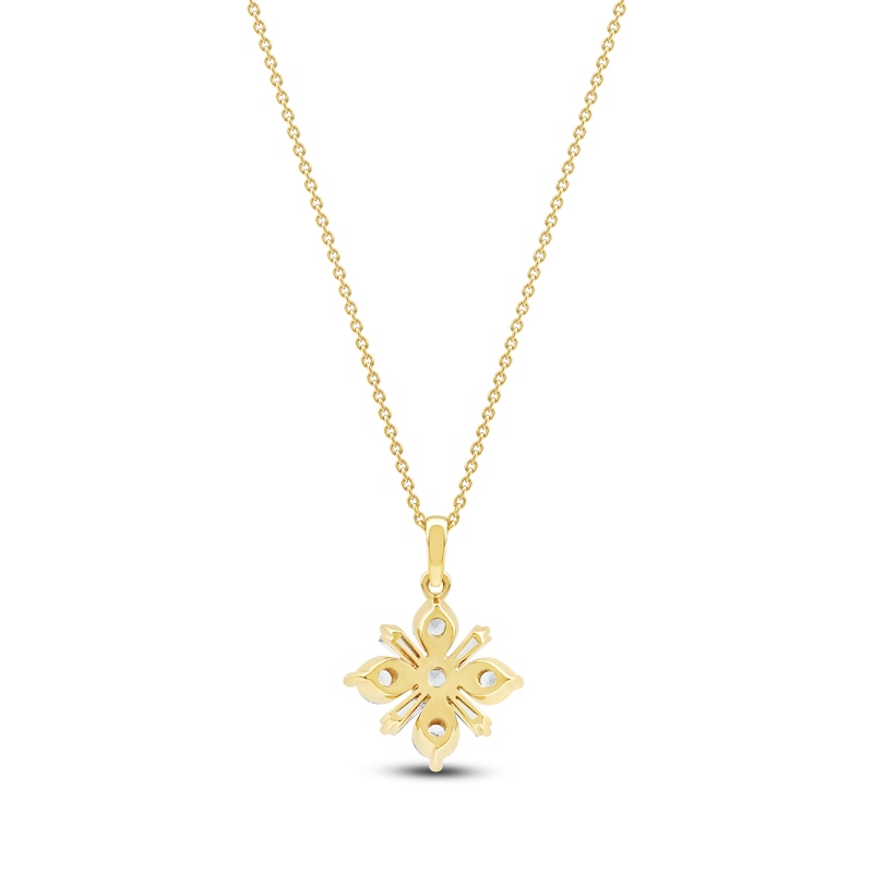 Main Image 3 of Baguette & Round-Cut Lab-Created Diamond Snowflake Necklace 1 ct tw 14K Yellow Gold 18&quot;