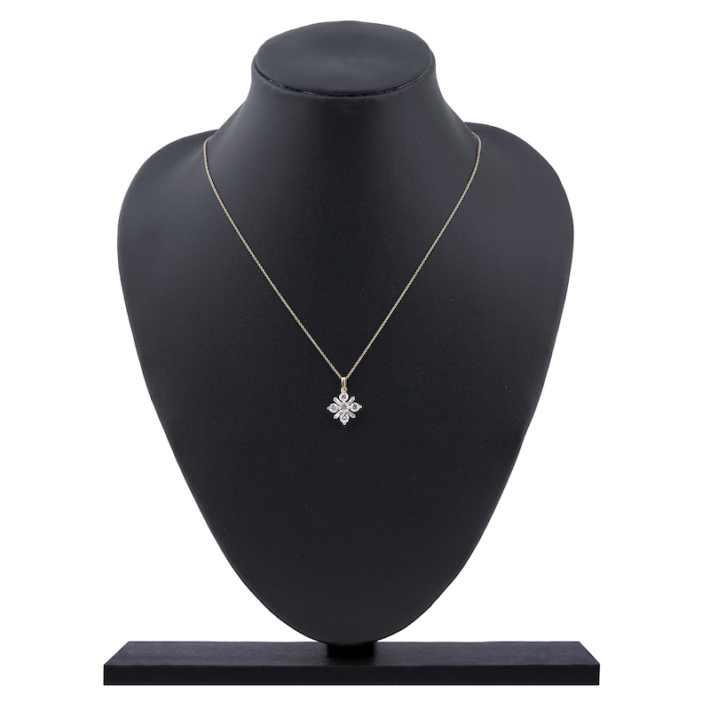 Main Image 6 of Baguette & Round-Cut Lab-Created Diamond Snowflake Necklace 1 ct tw 14K Yellow Gold 18&quot;