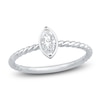 Thumbnail Image 1 of Marquise-Cut Diamond Solitaire Rope Twist Promise Ring 1/8 ct tw 10K White Gold (I1/I)