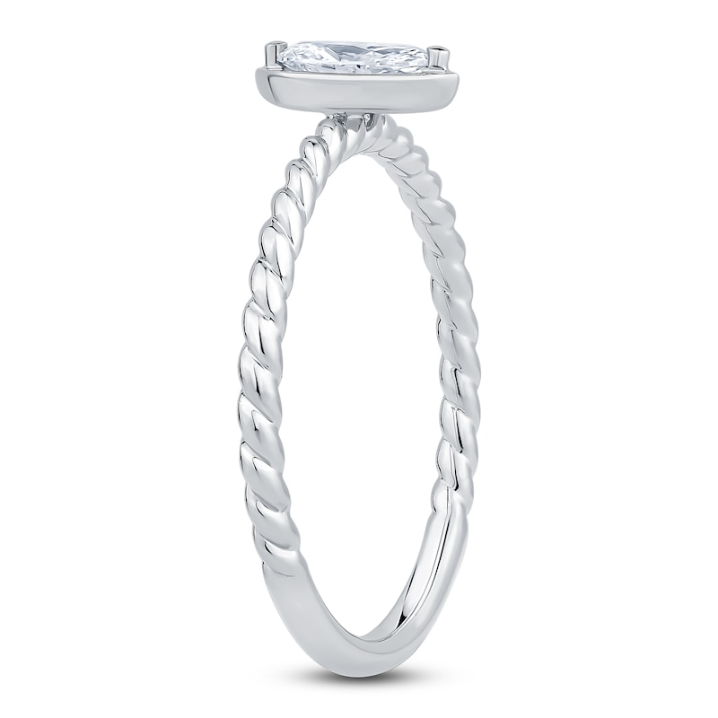 Main Image 2 of Marquise-Cut Diamond Solitaire Rope Twist Promise Ring 1/8 ct tw 10K White Gold (I1/I)