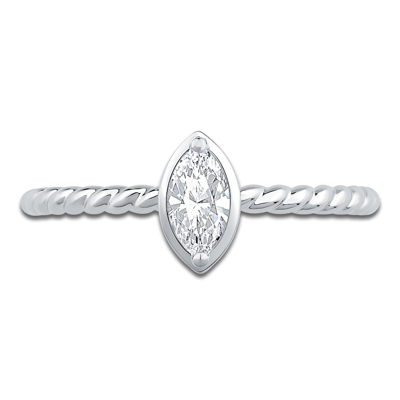 Main Image 3 of Marquise-Cut Diamond Solitaire Rope Twist Promise Ring 1/8 ct tw 10K White Gold (I1/I)