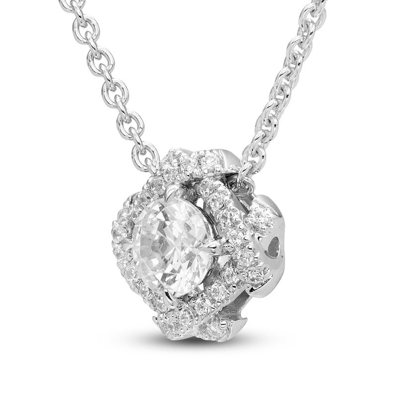 Main Image 2 of Unspoken Diamond Halo Necklace 1/2 ct tw 14K White Gold 18&quot;