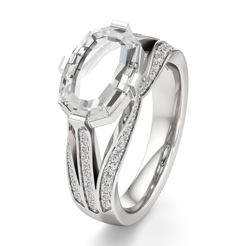 Main Image 4 of J'Lure Lab-Created Diamond Oval Portrait-Cut Engagement Ring 2-3/8 ct tw 18K White Gold