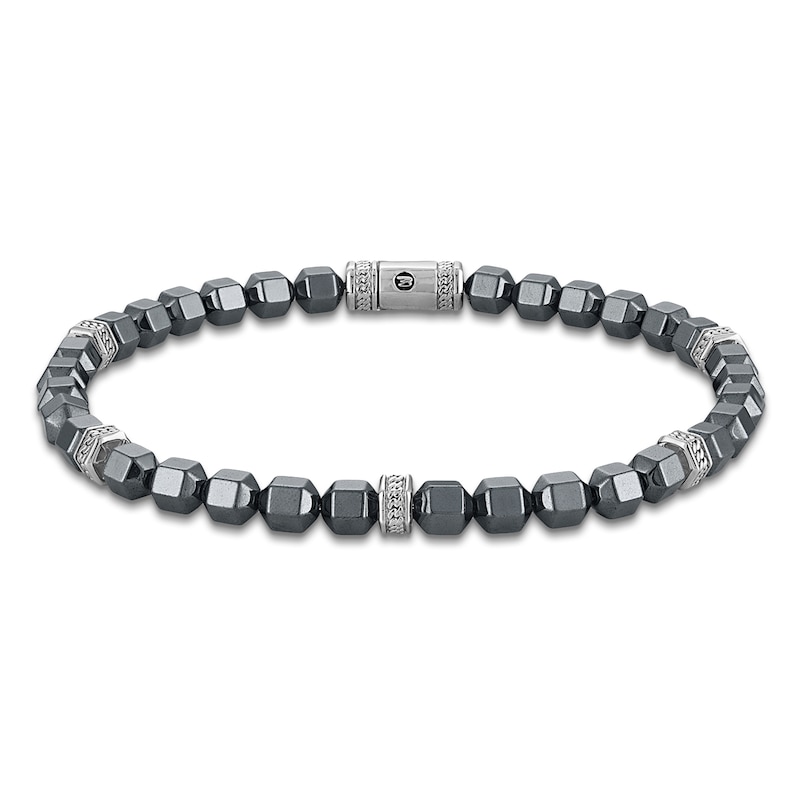 Main Image 1 of 1933 by Esquire Men's Natural Hematite Bead Bracelet Sterling Silver 8.5&quot;