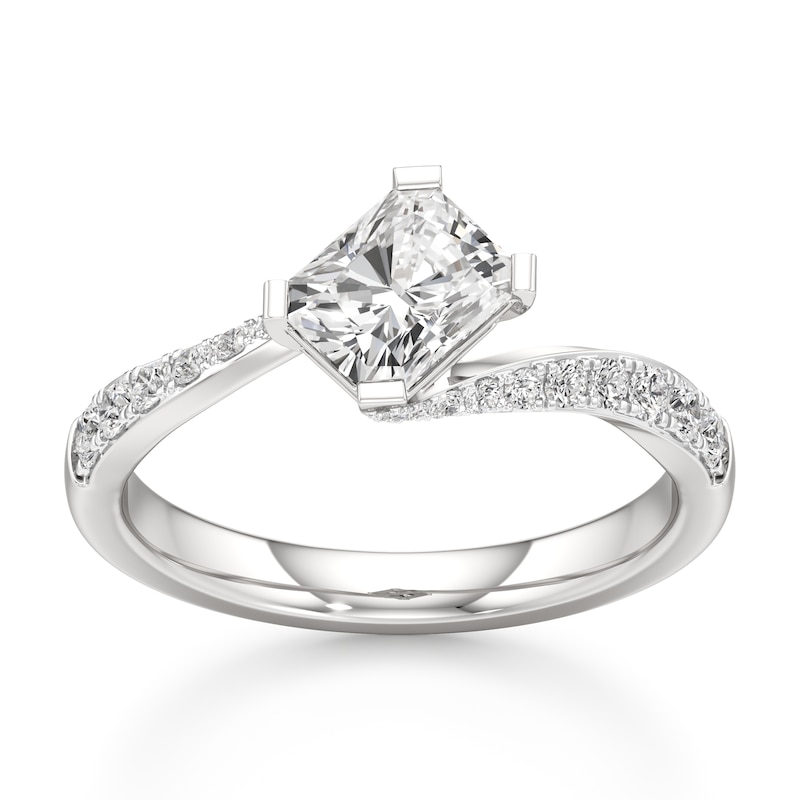 Main Image 1 of J'Lure Radiant Brilliant-Cut Lab-Created Diamond Bypass Engagement Ring 1-1/3 ct tw 18K White Gold