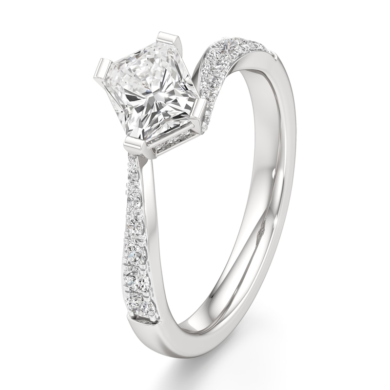 Main Image 4 of J'Lure Radiant Brilliant-Cut Lab-Created Diamond Bypass Engagement Ring 1-1/3 ct tw 18K White Gold