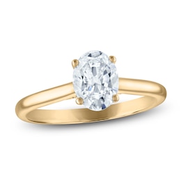 Oval-Cut Lab-Created Diamond Solitaire Plus Engagement Ring 1 ct tw 14K Yellow Gold (VS2/F)