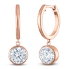 Thumbnail Image 2 of Round-Cut Lab-Created Diamond Solitaire Dangle Hoop Earrings 2 ct tw 14K Rose Gold (SI2/F)