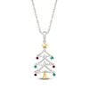 Thumbnail Image 1 of Lab-Created Gemstone Christmas Tree Necklace Sterling Silver & 10K Yellow Gold 18&quot;