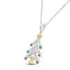 Thumbnail Image 2 of Lab-Created Gemstone Christmas Tree Necklace Sterling Silver & 10K Yellow Gold 18&quot;