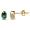 Thumbnail Image 1 of Oval-Cut Natural Emerald Solitaire Stud Earrings 14K Yellow Gold